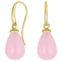 Øreringe i 9 karat guld med rosa krystal