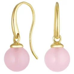 Øreringe i 9 karat guld med rosa krystal