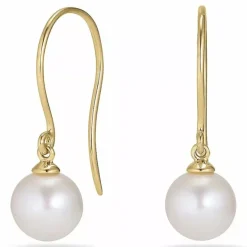 Runde 7 - 8 mm aaa-graded ferskvandsperle øreringe i 14 karat guld med