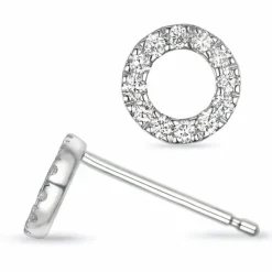 Runde brillant ørestikker i 14 karat hvidguld med diamant