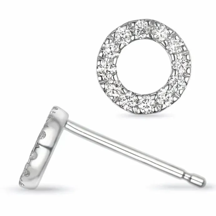 Runde brillant ørestikker i 14 karat hvidguld med diamant