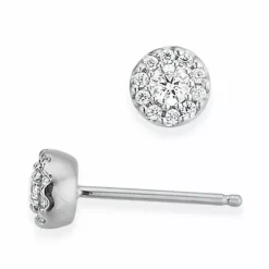 Runde brillantøreringe i 14 karat hvidguld med diamant