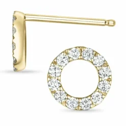 Runde diamant ørestikker i 14 karat guld med diamant