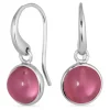 Runde pink krystal øreringe i sølv