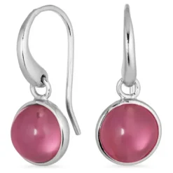 Runde pink krystal øreringe i sølv