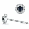 Runde safir diamantøreringe i 14 karat hvidguld med diamant og safir