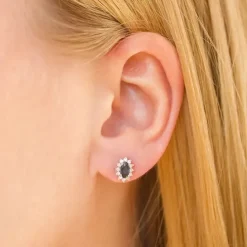 Safir rosetørestikker i 14 karat guld med diamant og safir