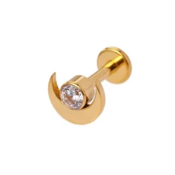 Sistie2ND Hella måne piercing i forgyldt stål hvid zirkon
