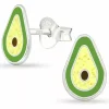 Små avocado ørestikker i sølv