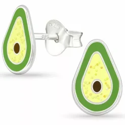 Små avocado ørestikker i sølv