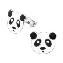 Små panda øreringe i sølv