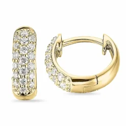 Smukke 10 mm diamant creoler i 14 karat guld med diamant