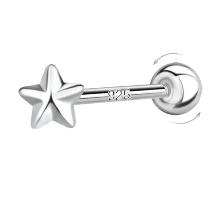 Stjerne helix piercing i sølv