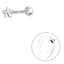 Stjerne helix piercing i sølv