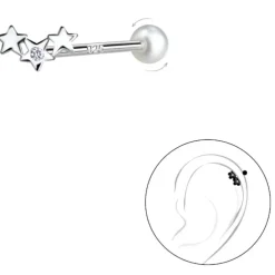 Stjerne zirkon helix piercing i sølv