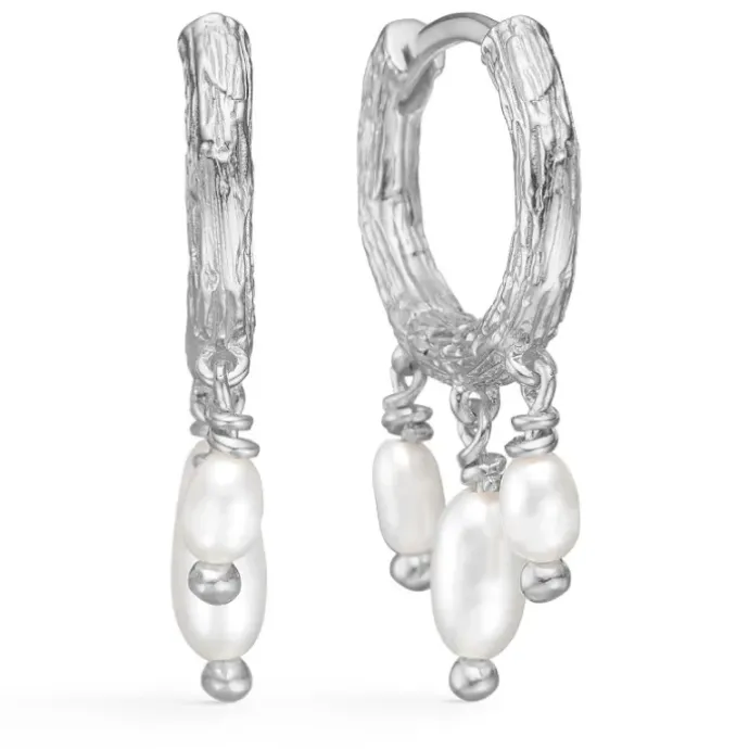 Studio Z Twine perle creoler i sølv
