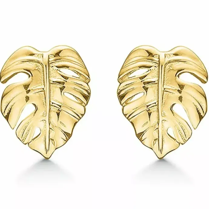 Støvring Design blad øreringe i 8 karat guld