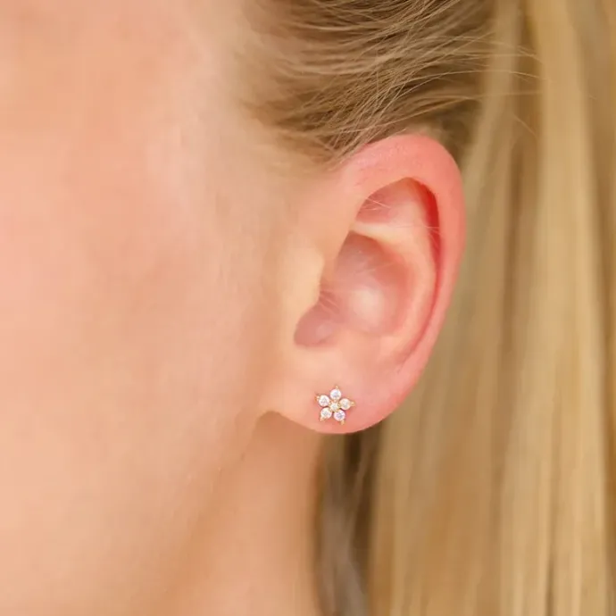 Vandfaste blomster helix piercing i forgyldt stål - OCEANA