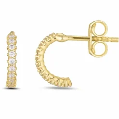Zirkon halvcreoler i 9 karat guld med