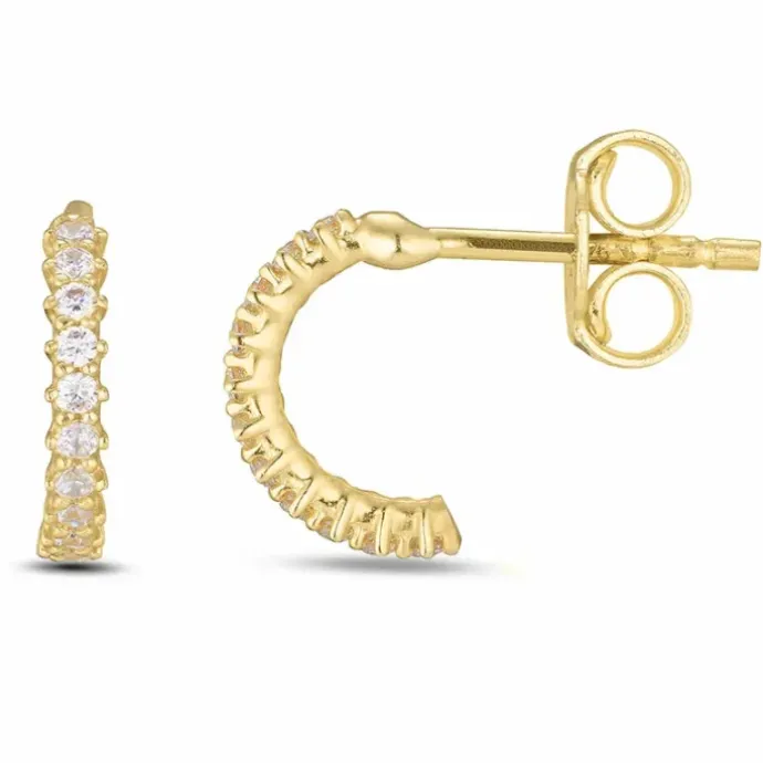 Zirkon halvcreoler i 9 karat guld med
