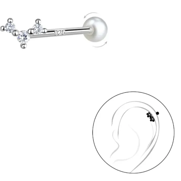 Zirkon helix piercing i sølv